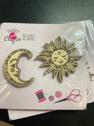 Sun and Moon Wooden Needle Minder