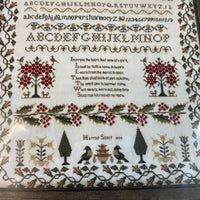 Harriet Silvey 1838 Holly Leaf Border Sampler