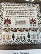 Harriet Silvey 1838 Holly Leaf Border Sampler