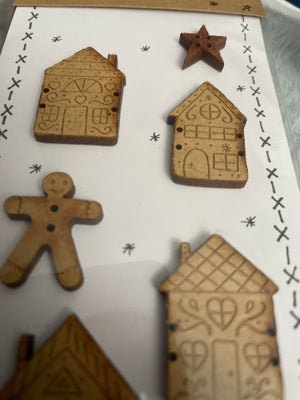 Gingerbread Wooden Buttons