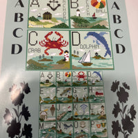 Seaside Alphabet Sampler Letters A-D