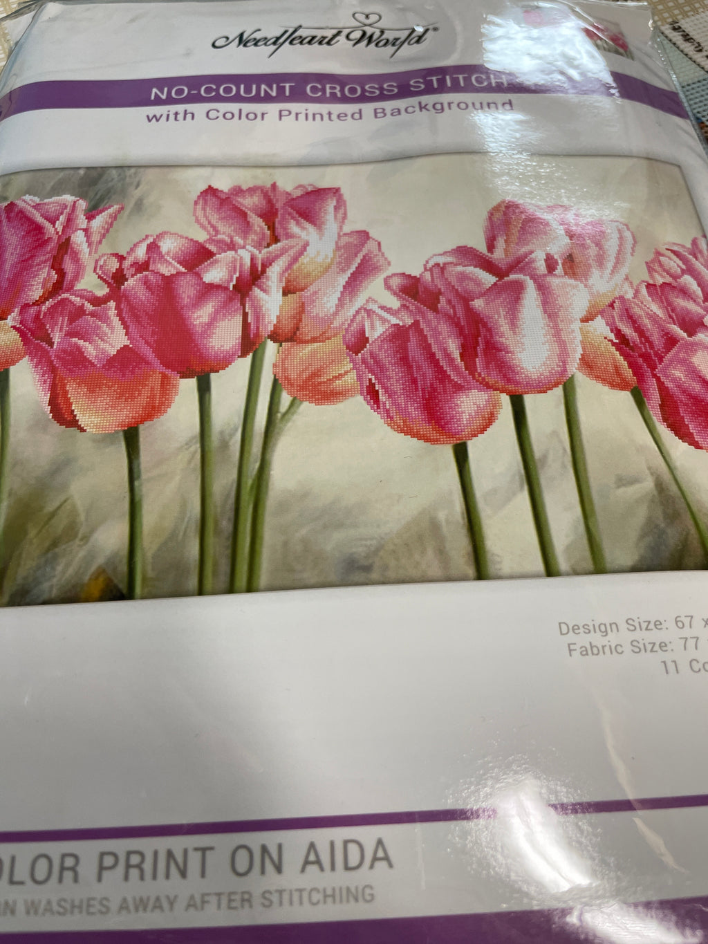 Pink Tulips No-Count Cross Stitch Kit