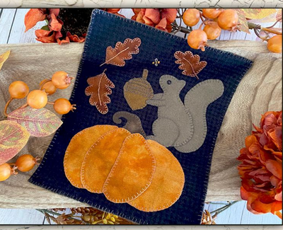Wool Applique Autumn Squirrel