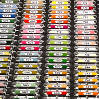 Pip And Chip DMC CLEAR or White 3mm acrylic bobbins with printed number and color swatch full set