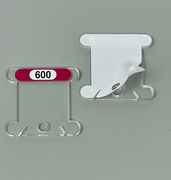 Pip And Chip DMC CLEAR or White 3mm acrylic bobbins with printed number and color swatch full set
