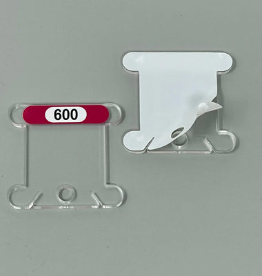 Pip And Chip DMC CLEAR or White 3mm acrylic bobbins with printed number and color swatch full set