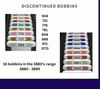 Pip And Chip DMC CLEAR or White 3mm acrylic bobbins with printed number and color swatch full set