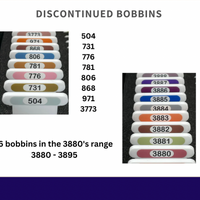 Pip And Chip DMC CLEAR or White 3mm acrylic bobbins with printed number and color swatch full set