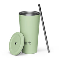 Insulated tumbler with a straw