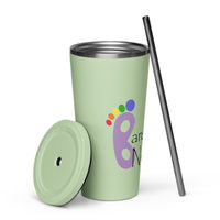 Insulated tumbler with a straw