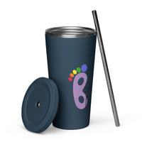 Insulated tumbler with a straw