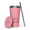 Insulated tumbler with a straw