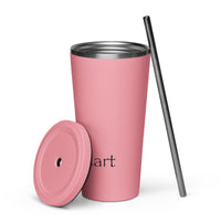 Insulated tumbler with a straw