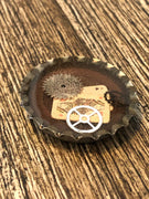 Steampunk Bottle Cap Needle Minder