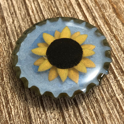 Sunflower Bottle Cap Needle Minder